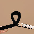 Beaded Black Velvet Hair Claw