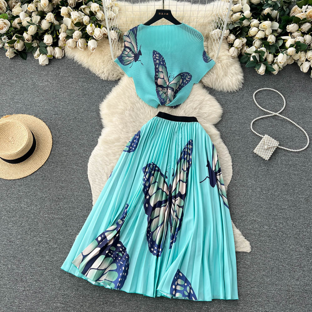 Top&Pleated Skirt Floral 2Pcs