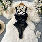 Unique Design Lace-up Hollowed Bodysuit