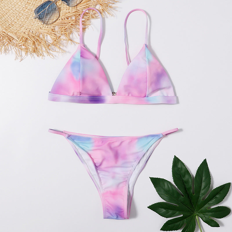 Colour Swooshing Padded Skinny Swimsuit