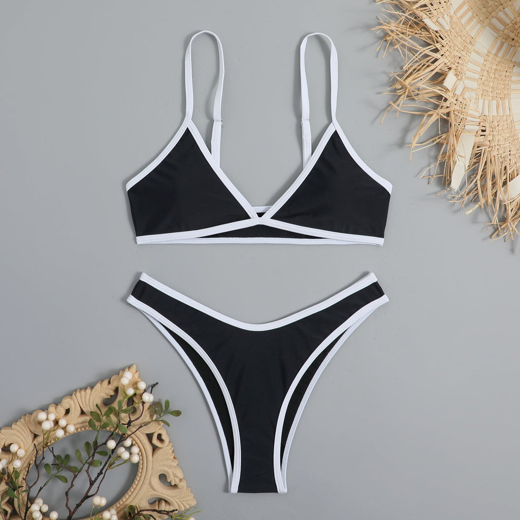 Simple Design Color Blocking Bikini