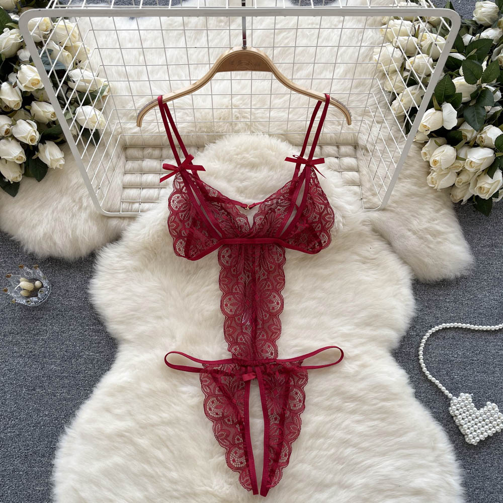 Lace See-through High-cut One-piece