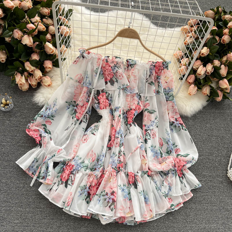 Chiffon Print Puff Sleeves Jumpsuit