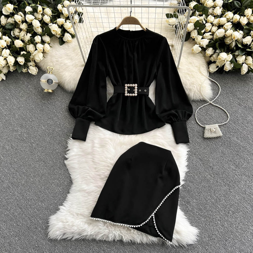 Two-piece Blouse Beaded Dress