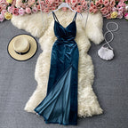 V-neck Velvet Strapless Tube Top Dress