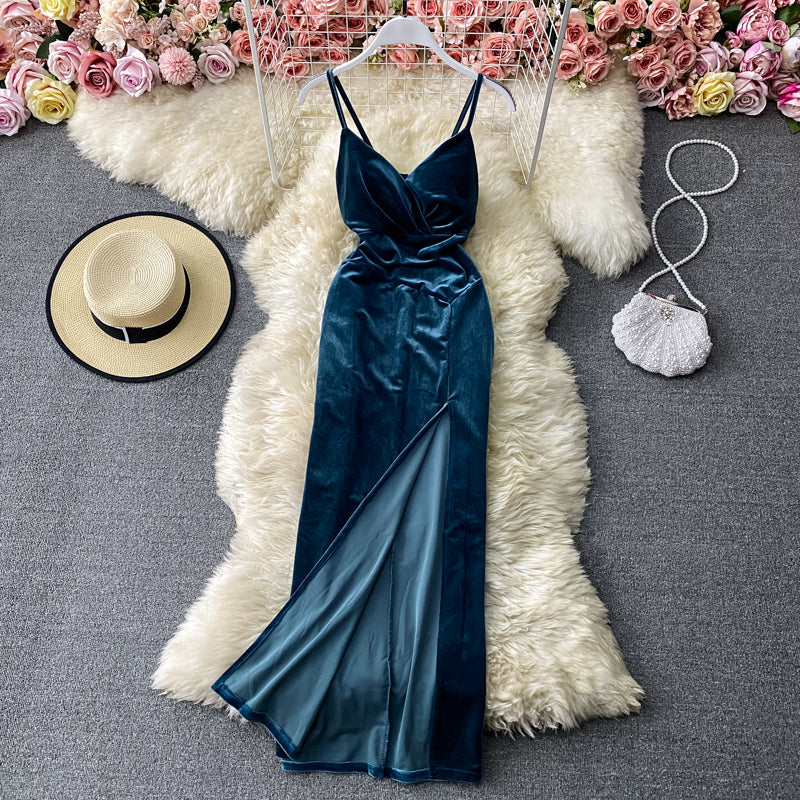 V-neck Velvet Strapless Tube Top Dress