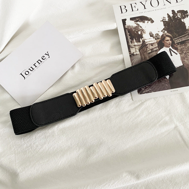 Alloy Beads Buckle Elastic Belt