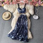Camisole&Pleated Half-body Skirt 2Pcs