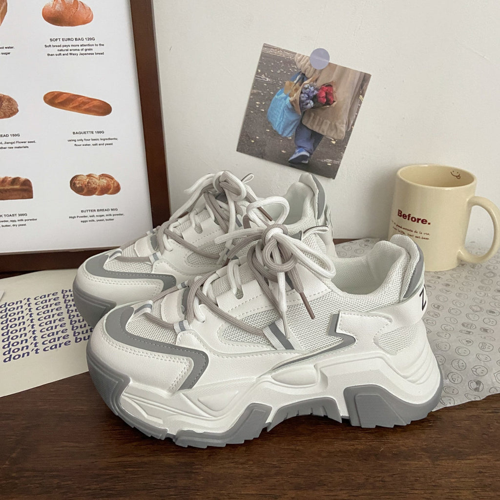 Vintage Heightened Double-mesh Chunky Sneakers