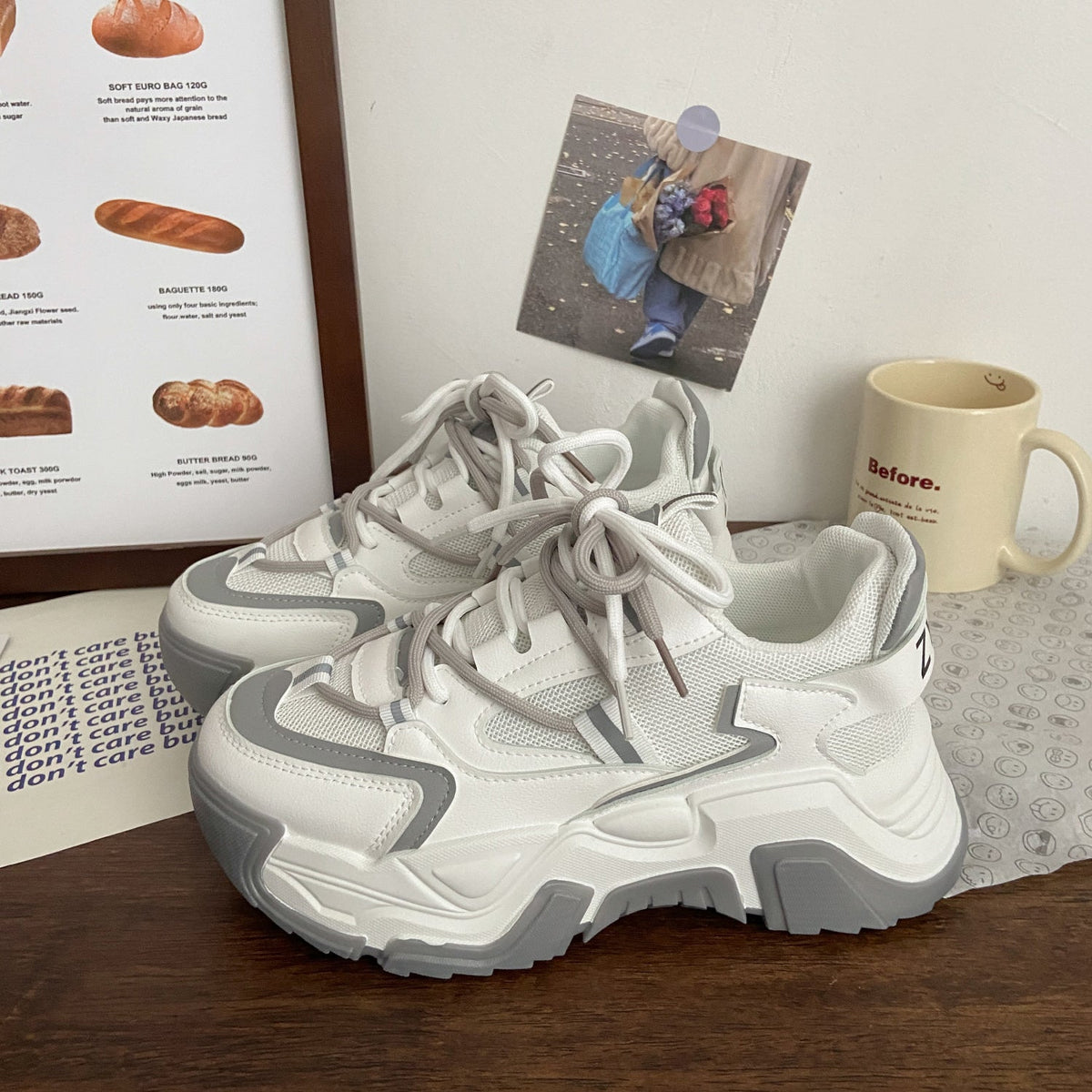 Vintage Heightened Double-mesh Chunky Sneakers