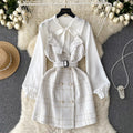 Bow-tie Plaid Dress&Skirt 2Pcs