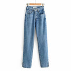 Slit Straight Leg Jeans