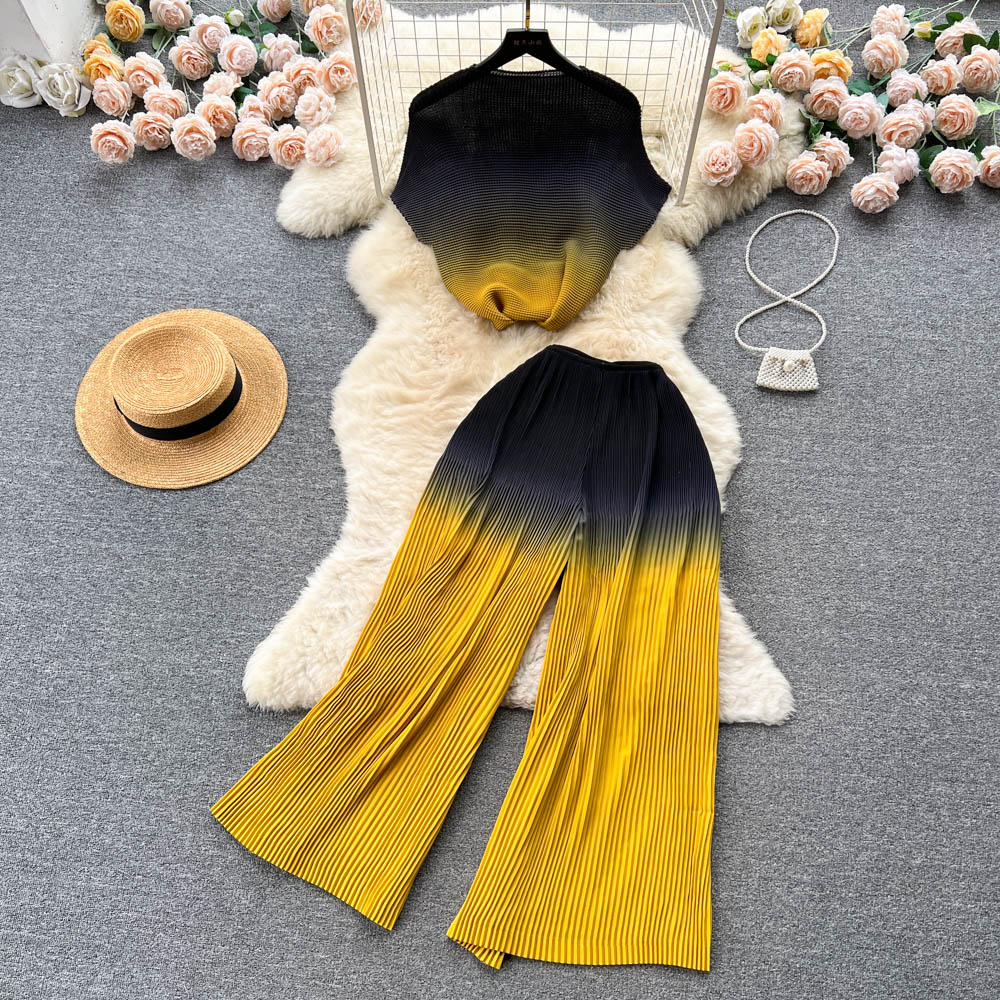 Loose Top&Draped Trousers Gradient 2Pcs