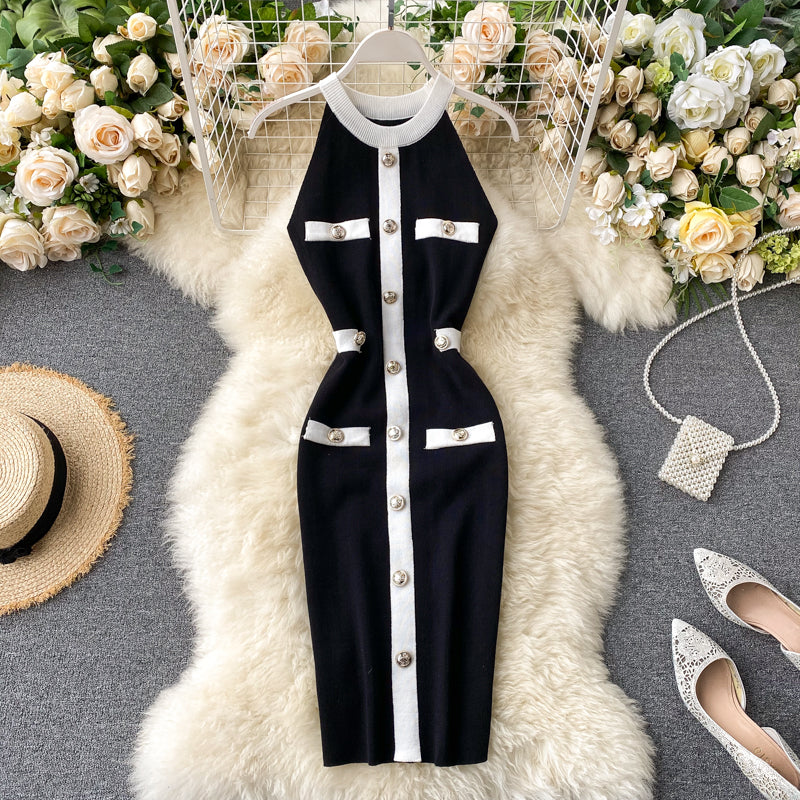 Halter-breasted Knitted Hip Dress