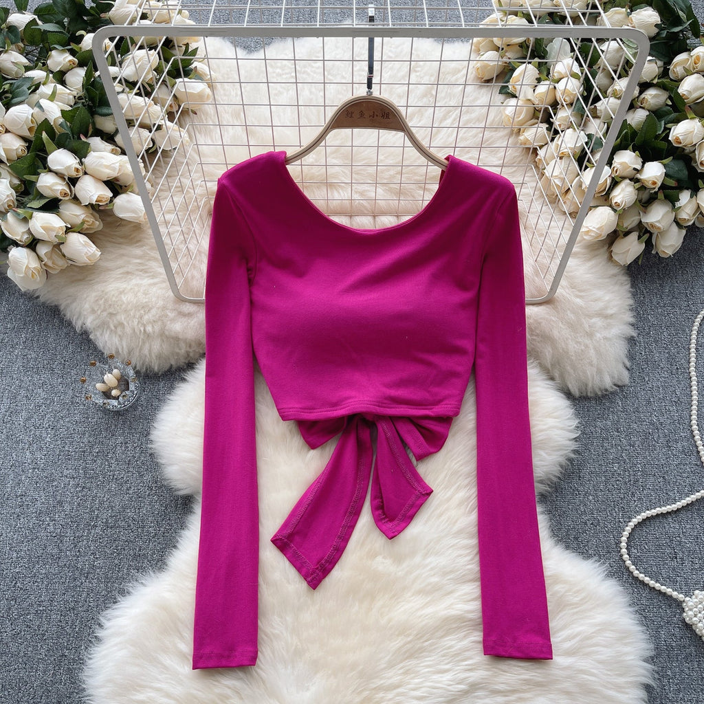 Chic U-neck Backless Lace-up Top