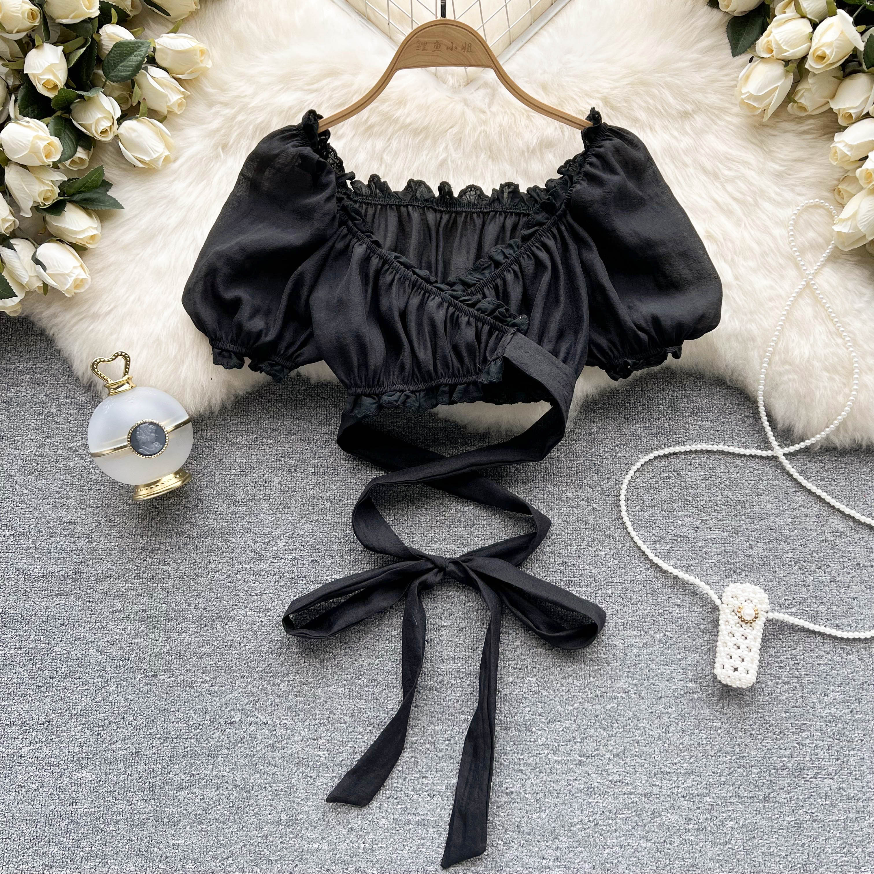 Niche Midriff-baring Ruffled Top