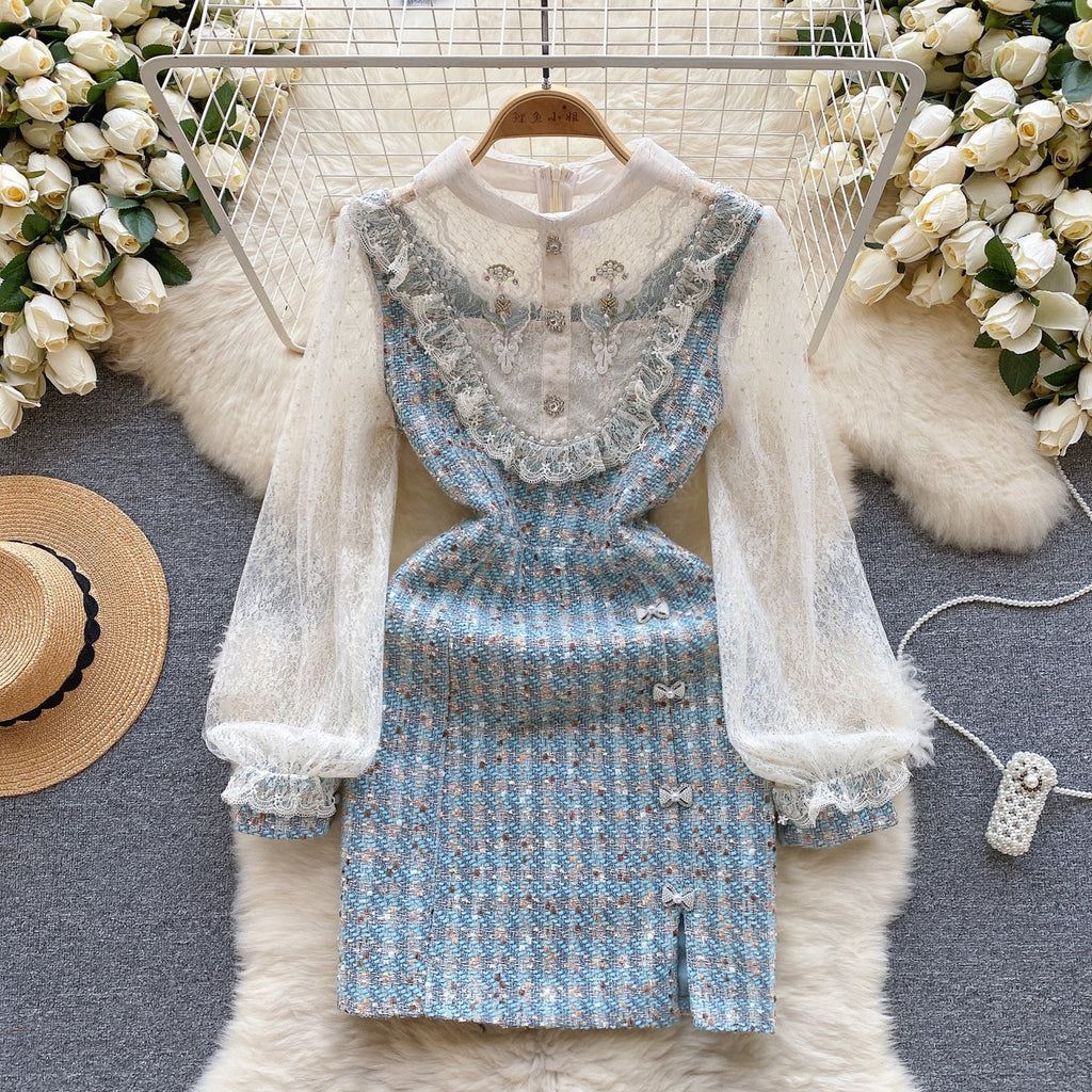 Sweetie Beaded Lace Patchwork Dress