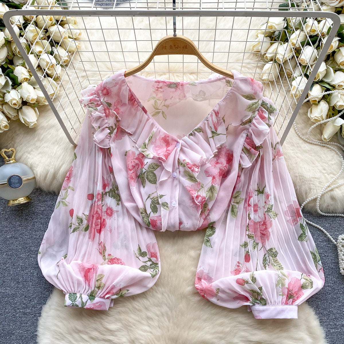 Sweetie Ruffled Chiffon Floral Top
