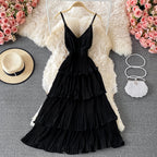 Multicolor Sling Pleated Dress