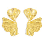 Scalloped Metal Ginkgo Biloba Earrings