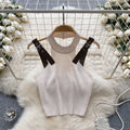 Patchwork Strap Backless Knitted Camisole