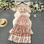 Bohemia Floral Camisole&Skirt 2Pcs