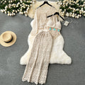 Cardigan&Camisole&Skirt Hollowed 3Pcs