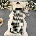 Color-block Striped Loose Knitted Dress