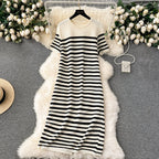 Color-block Striped Loose Knitted Dress