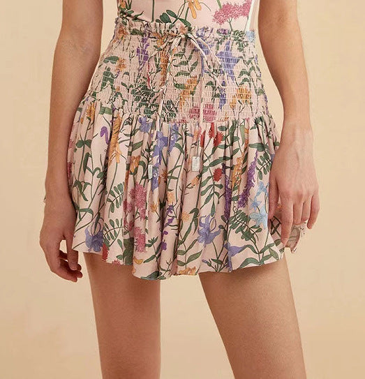 French Style Printed One-piece Swimwear&Skirt 2Pcs