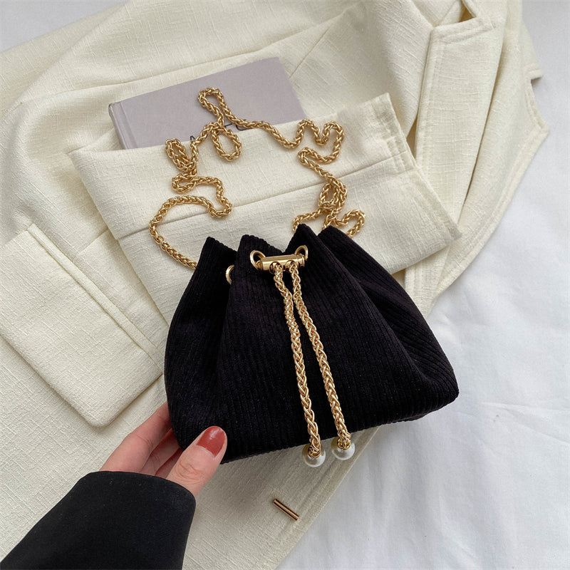 High-end Corduroy Bucket Chain Bag
