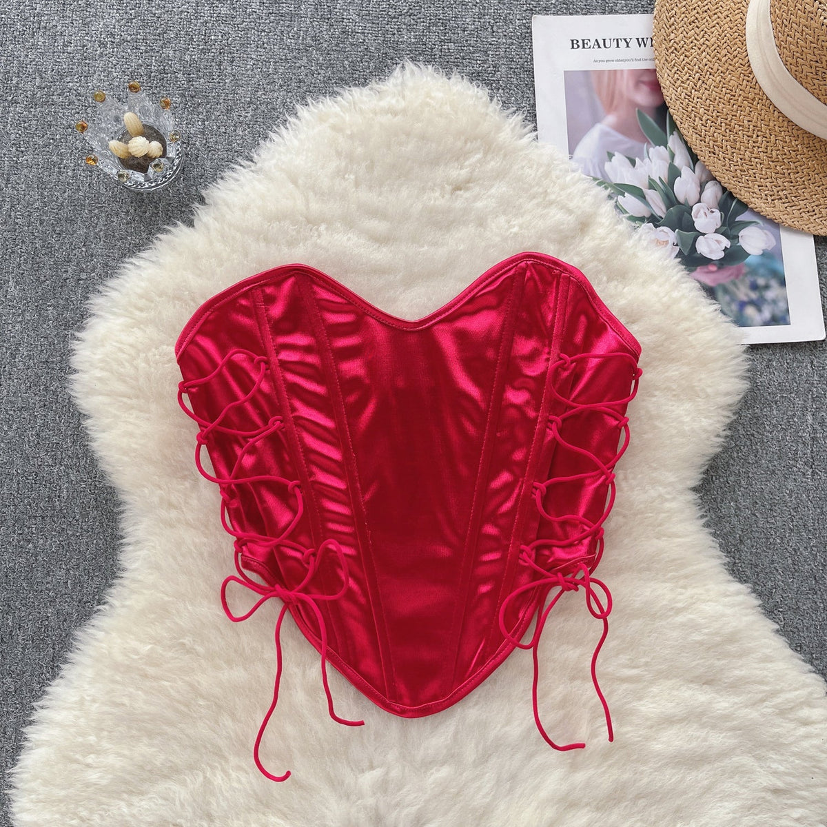 Niche Strapless Lace-up Camisole Top