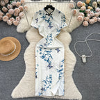 Chinese Style Floral Split Cheongsam
