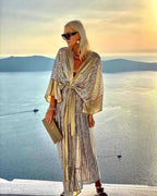 Chic Sequined Flared Sleeve Openwork Dress