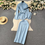 Cardigan&Camisole&Skirt Knitted 3Pcs