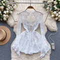 Fairy Hollowed Lace Flared Sleeve Dress