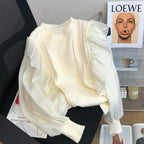 Chiffon Lace Sleeve Patchwork Sweater
