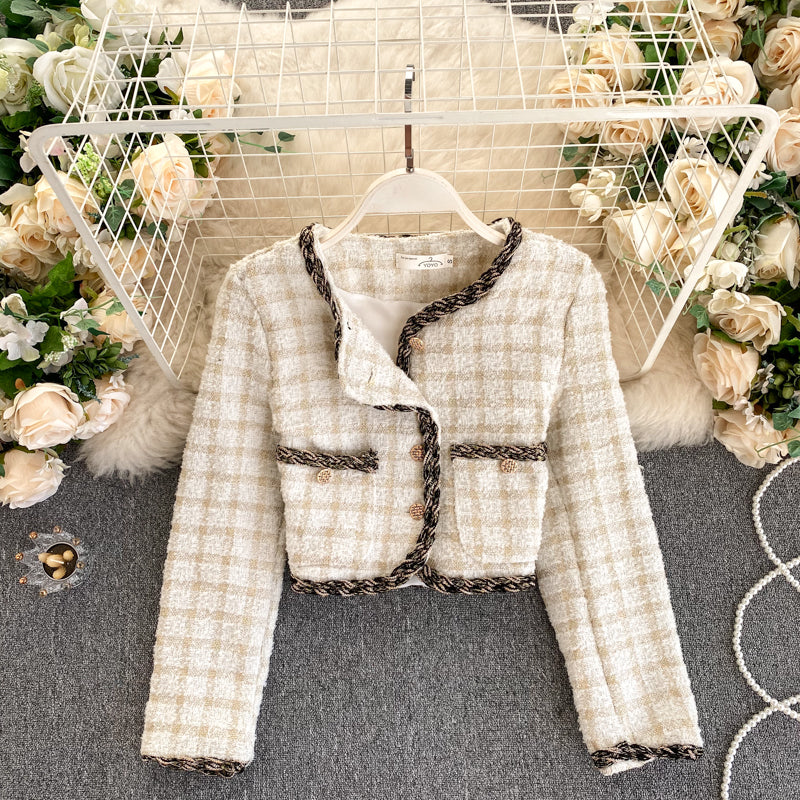 French Vintage Cropped Vintage Tweed Top