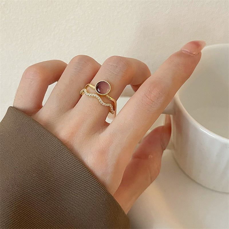 Courtly Cat's Eye Double Layer Ring