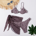 Three-piece Leopard Print&Ink Swimsuit