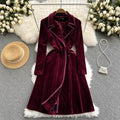 Velvet Dress With Suit Collar