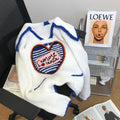 Navy Collar Heart Pattern Knitted Sweater