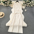 Cardigan&Half-body Skirt Fringed Knit 2Pcs