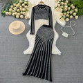 Top&Fishtail Skirt Rhinestone Studded 2Pcs