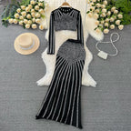 Top&Fishtail Skirt Rhinestone Studded 2Pcs