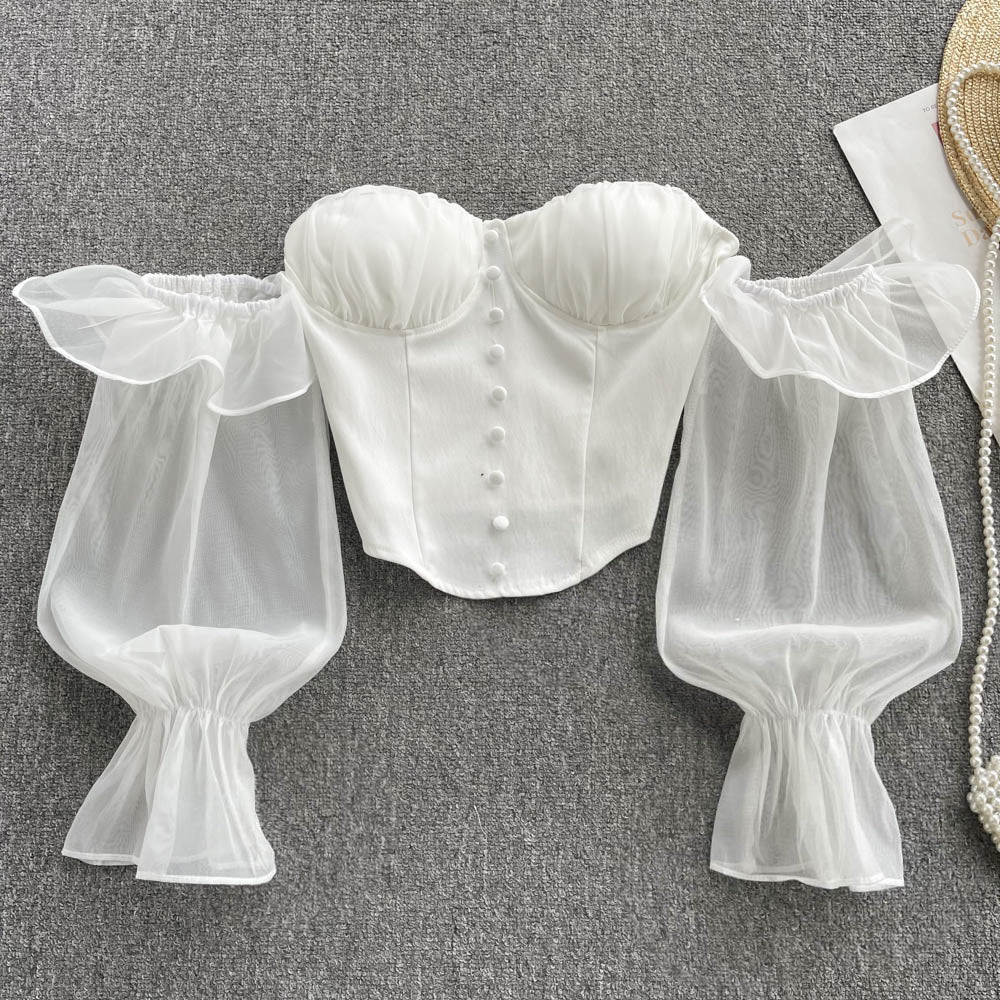 Strapless Chiffon Long Sleeve Top