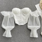 Strapless Chiffon Long Sleeve Top
