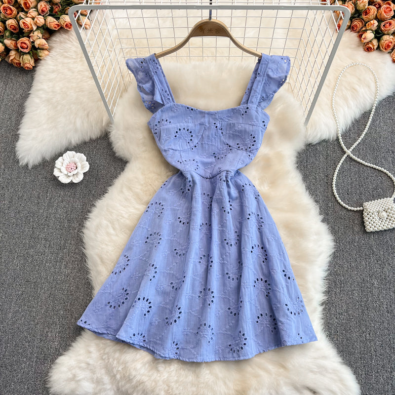 Fairy Slim-fit A-line Hollowed Dress