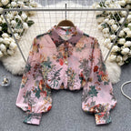 Vintage Floral Printed Loose Shirt