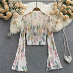 Chic Printed Floral Sun-protection Top
